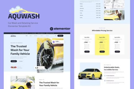 Aquawash – kit de modelo Elementor para serviço de lavagem e detalhamento de carros