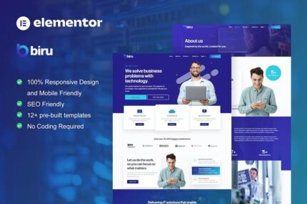 Biru – Template Kit de site completo do IT Services Elementor Pro