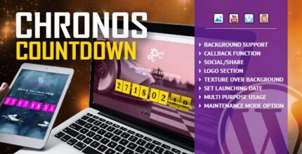 Chronos CountDown – Temporizador de flip responsivo com imagem ou fundo de vídeo – Plugin WordPress