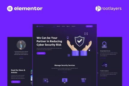 Cybertech – Template Kit de site completo de segurança cibernética Elementor Pro