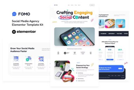 FOMO – Template Kit Elementor para agência de marketing de mídia social