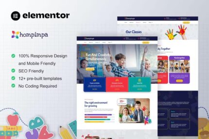 Hompimpa – Template Kit Elementor para jardim de infância e cuidados infantis