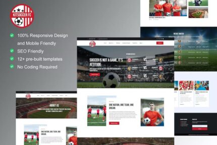 KitSoccer – Template Kit Elementor para Equipe de Futebol e Esportes