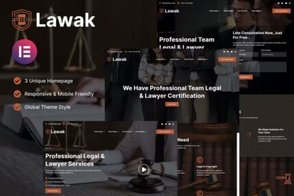 Lawak – Template Kit Elementor para serviços jurídicos e advogados