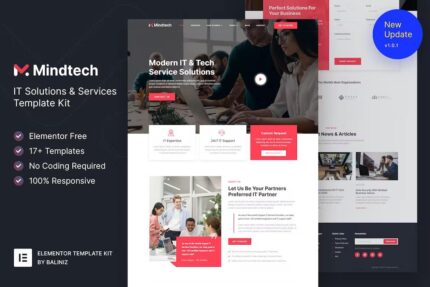 Mindtech – Template Kit Elementor da empresa de soluções e serviços de TI