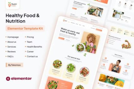 Nutri Food – Template Kit Elementor Pro para alimentação saudável e nutrição