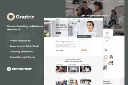 Onatrix – Consultoria Financeira e Kit de Modelo Elementor de Negócios