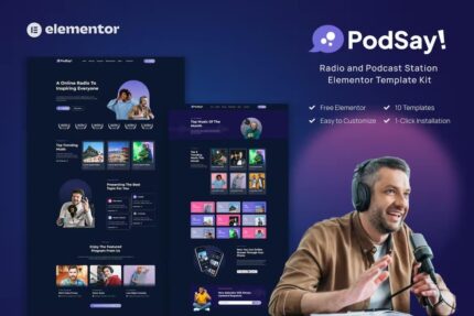 PodSay – Template Kit de emissoras de rádio e podcast Elementor