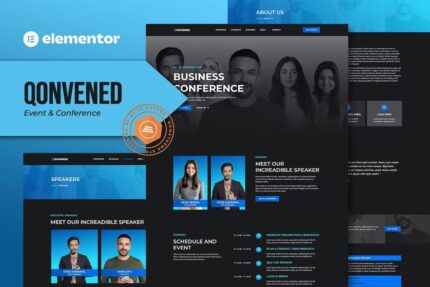 Qonvened – Template Kit Elementor para eventos e conferências