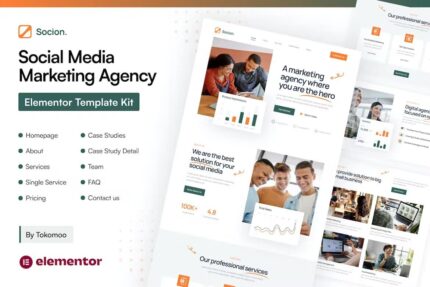Socion – Kit de modelo Elementor Pro para agência de marketing de mídia social