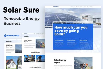 Solar Sure – Negócios de Energia Renovável – Template Kit Elementor