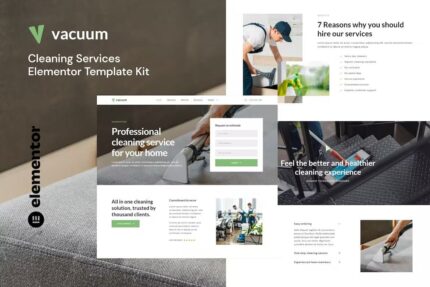 Vacuum – Template Kit Elementor para empresa de serviços de limpeza a vácuo
