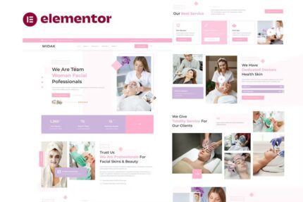 Widak – Kit de modelo Elementor Pro para cuidados faciais e tratamentos de beleza
