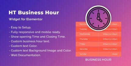 Widget de horário comercial HT para Elementor